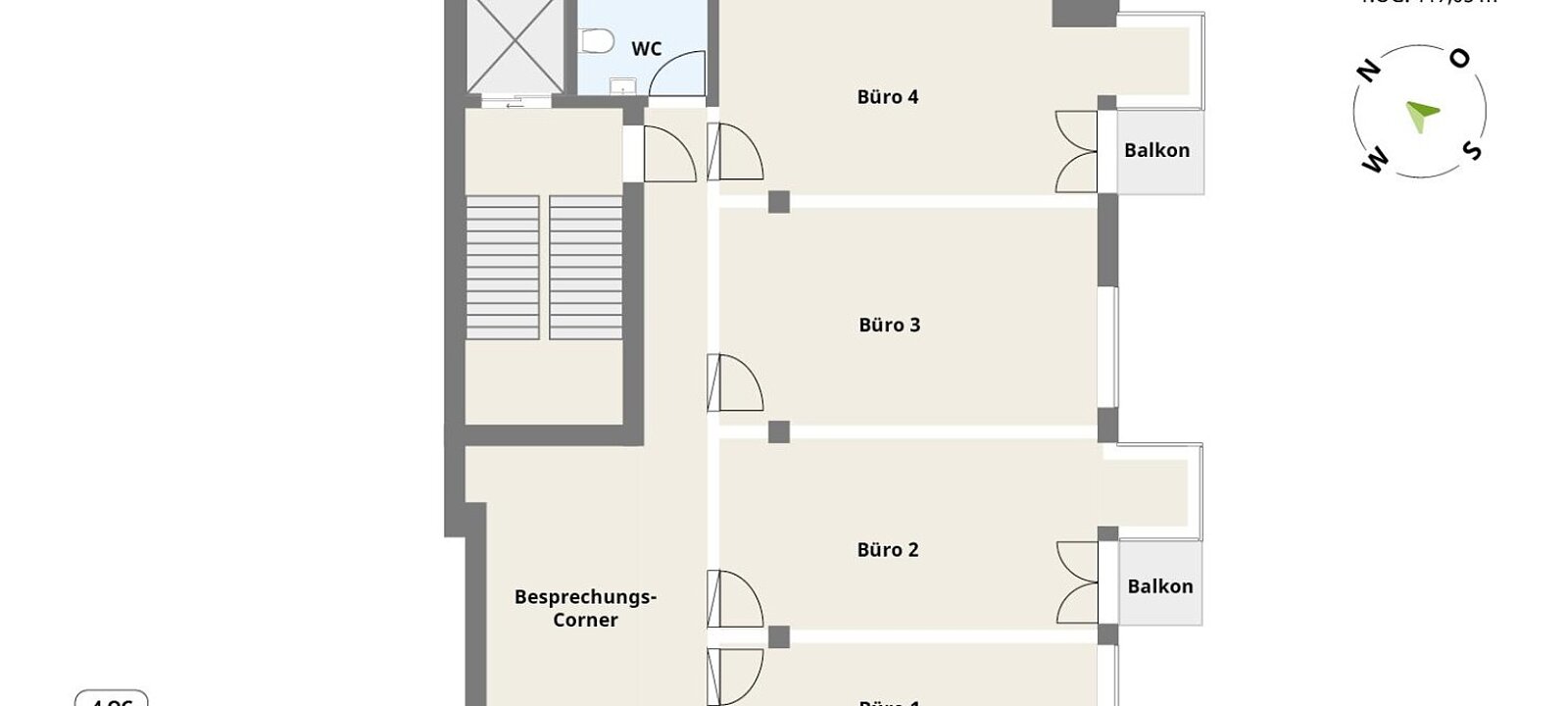 Planskizze Büro 1. OG