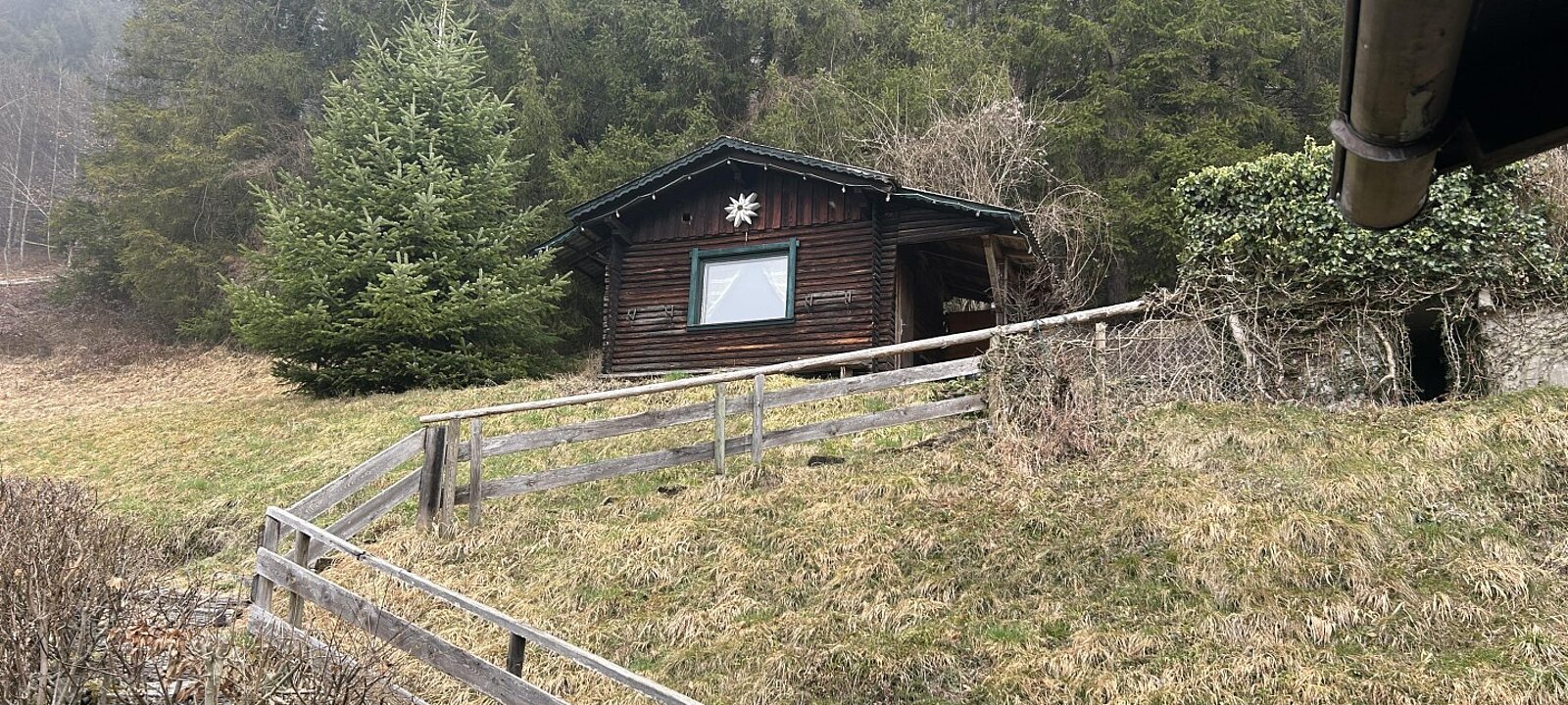 gleich dahinter die gemütliche Waldhütte gleich dahinter die gemütliche Waldhütte