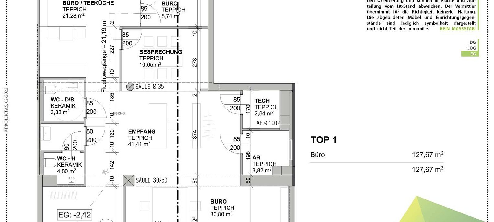 Planskizze Büro Top 1