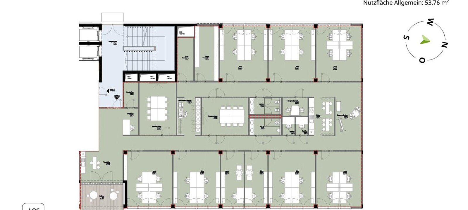 Planskizze Bürogebäude 1.OG - Teil B