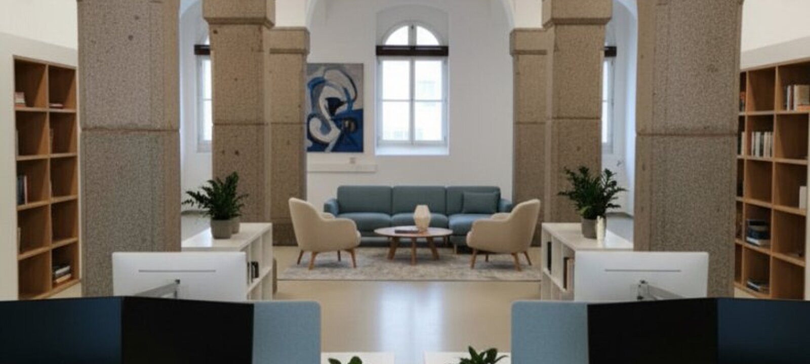 Säulenhalle KI Bürobeispiel