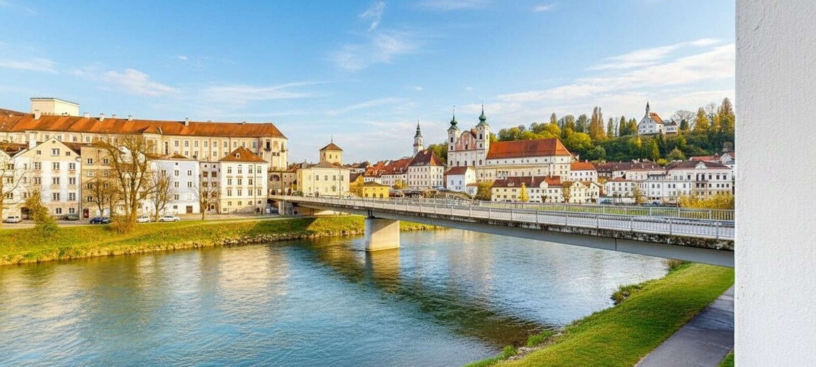 Blick aus dem Fenster: Die Enns, wo sie in die Steyr mündet.