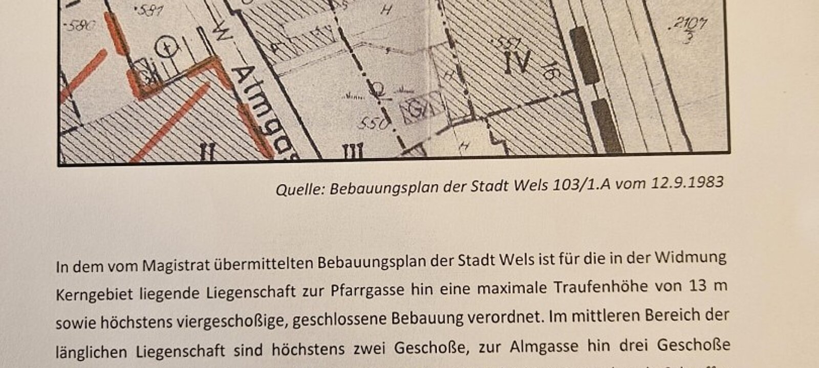 Auszug Bebauungsplan (Quelle Bewertungsgutachten)