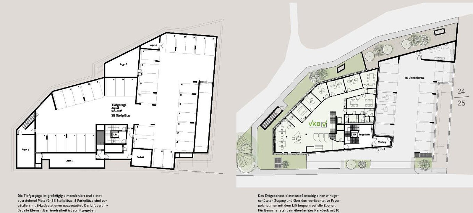 Tiefgarage und EG Tiefgarage und EG