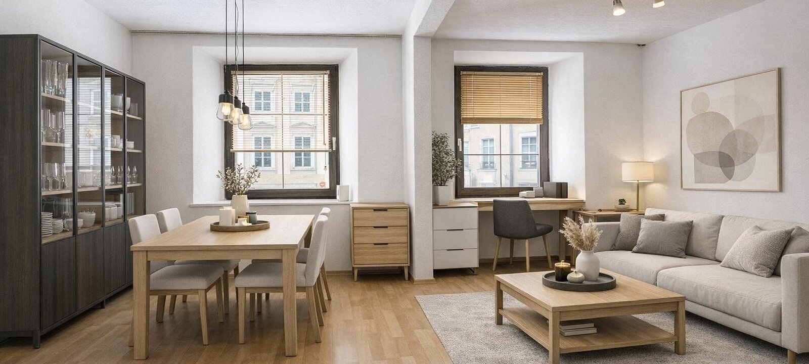 Wohn-Esszimmer - visualisiert.