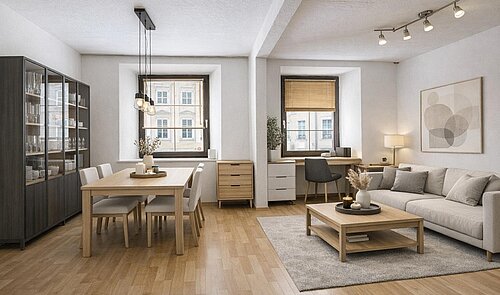 Wohn-Esszimmer - visualisiert.