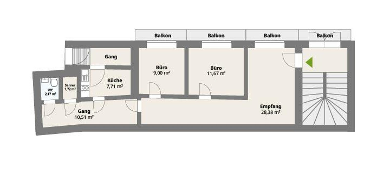 Planskizze, Promenade 9, 4020 Linz, 1. OG
