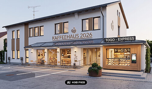 Kaffeehaus Gestaltungsvorschlag mit KI erstellt